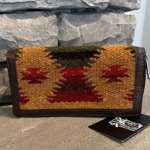 Angel Ranch Aztec Rug,zip & snap top,14 card,1 one checkbook,1 ID, zip coin